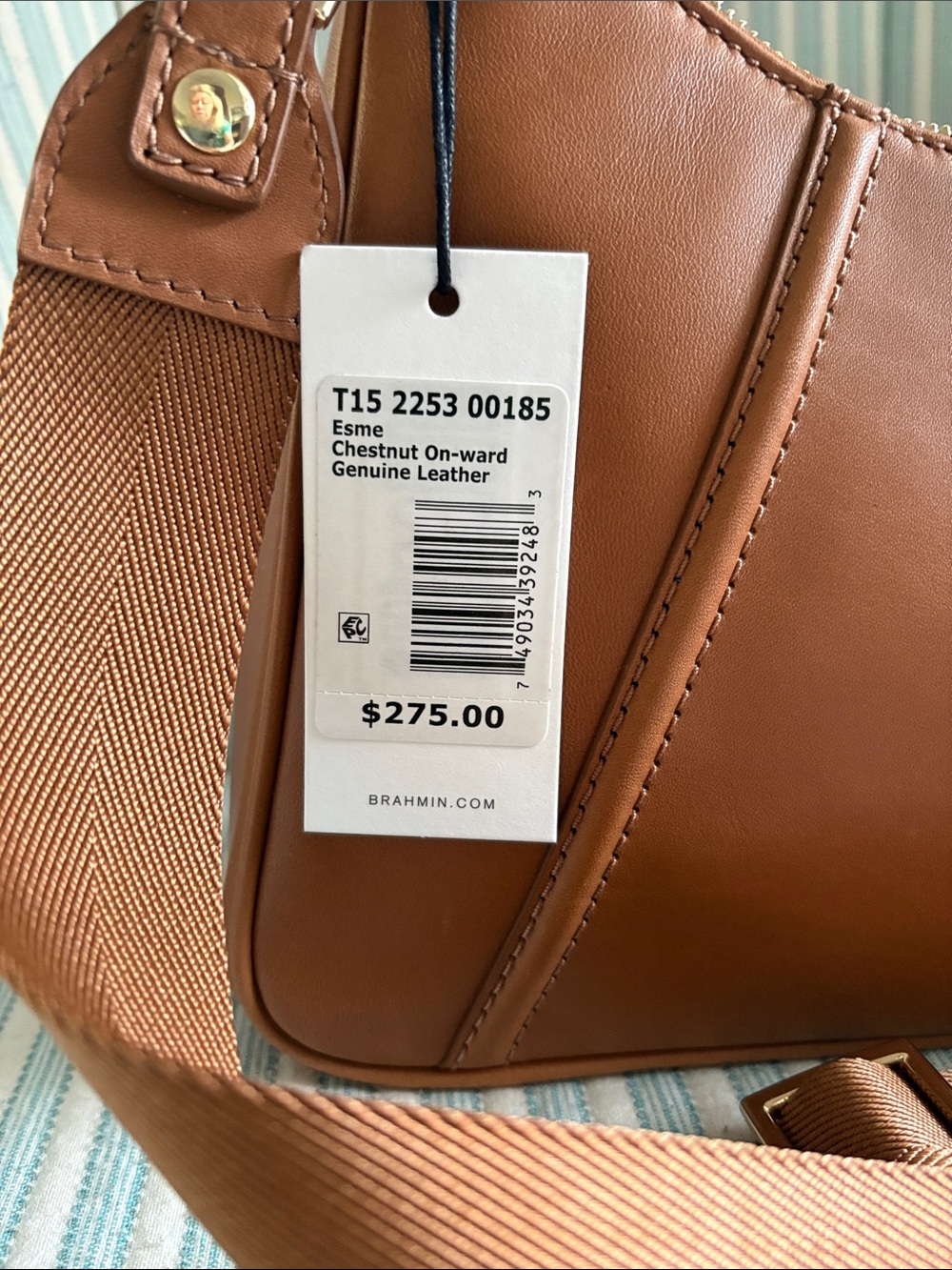 Brahmin Esme Crossbody Saddle Leather Shoulder Bag in Chestnut Brown - Picture 2 of 10